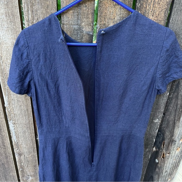 Brooks Brothers Navy Blue Linen Shift Dress Sz 4 - Picture 6 of 14